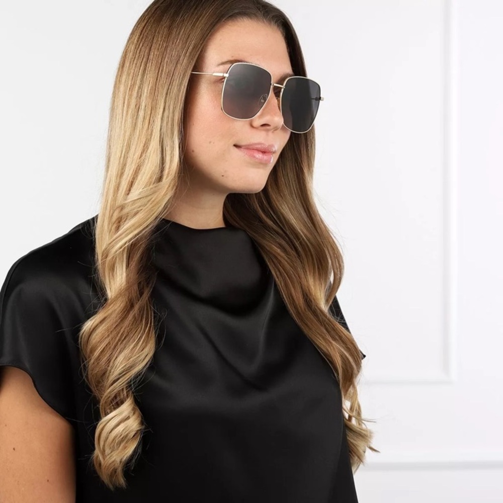 New Authentic GUCCI GG1031S-001 59 Sunglass Woman Metal Gold-Gold-Grey